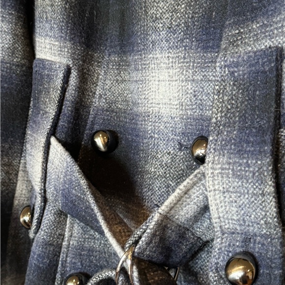 Miss sixty size M Women’s Double Breasted Coat Plaid Wool Blend blue - Picture 3 of 6